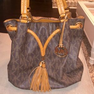 Michael Kors large gathered logo tote bag